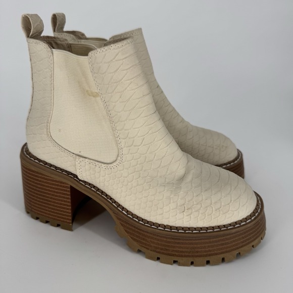 MIA Platform Chelsea Boots Alejandro Ivory Snake Chunky Women's Size 6M - Picture 1 of 8